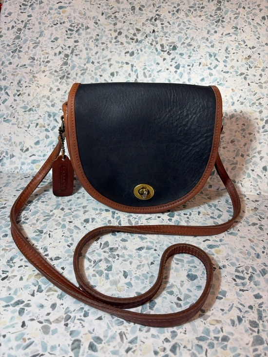 Vintage Coach Court Bag 9870 Spectator Black Brown Leather Crossbody USA - Picture 2 of 8